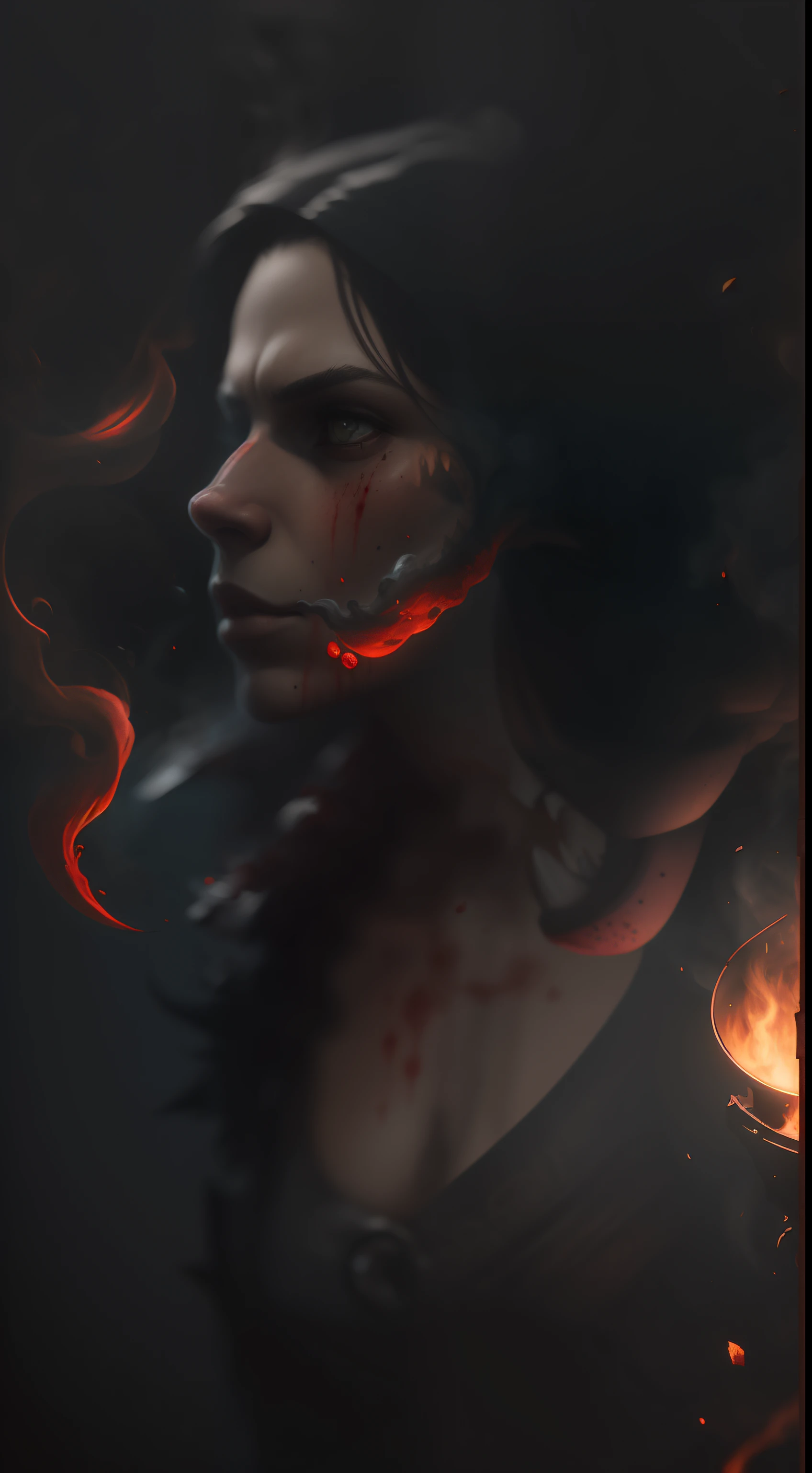 (Bloody Snapshot: 1.1), Epic Realism, Werewolf Full Body Scene, Red Smoke Background, Soft Cinematic Lighting, Adobe Lightroom, Photo Lab, HDR, Complex, Very detail, (Depth of field: 1.4), super detail (Artstation: 1, 4), Cinematic, warm light, Impressive light (complex detail: 1.1)