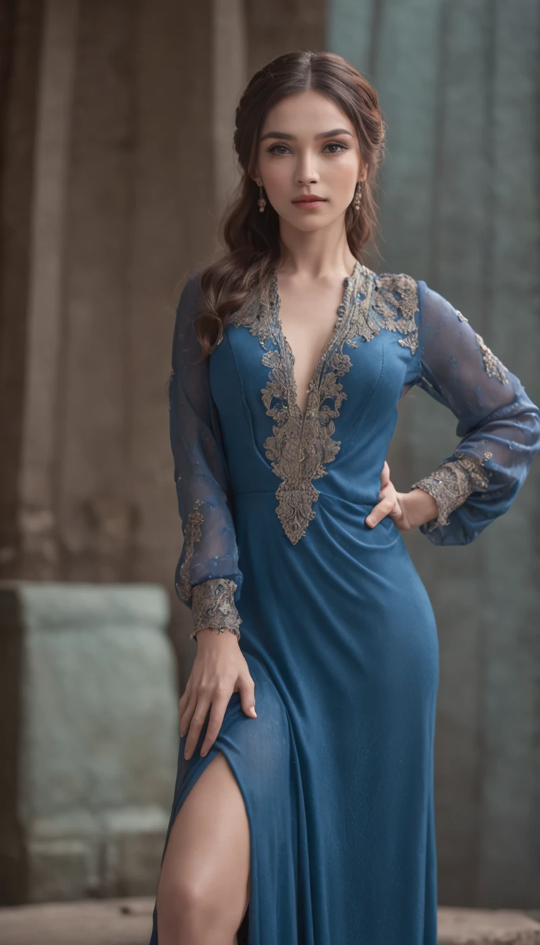 highest quality, masterpiece, High resolution, Photorealistic, RAW Photos, 8k wallpaper, perfection, Professional Lighting, Very detailed, ((One beautiful woman)), ((40 year old ???? woman)), (sit straight in bed), ((A dress with a flashy pattern)), ((View your viewers)), Detailed face, Beautiful Eyes, Shapely ???????, (???? look), (Straight Hair), (Thick lips), ((Place your arms between your legs)), Detailed thighs, Detailed hand, Detailed fingers