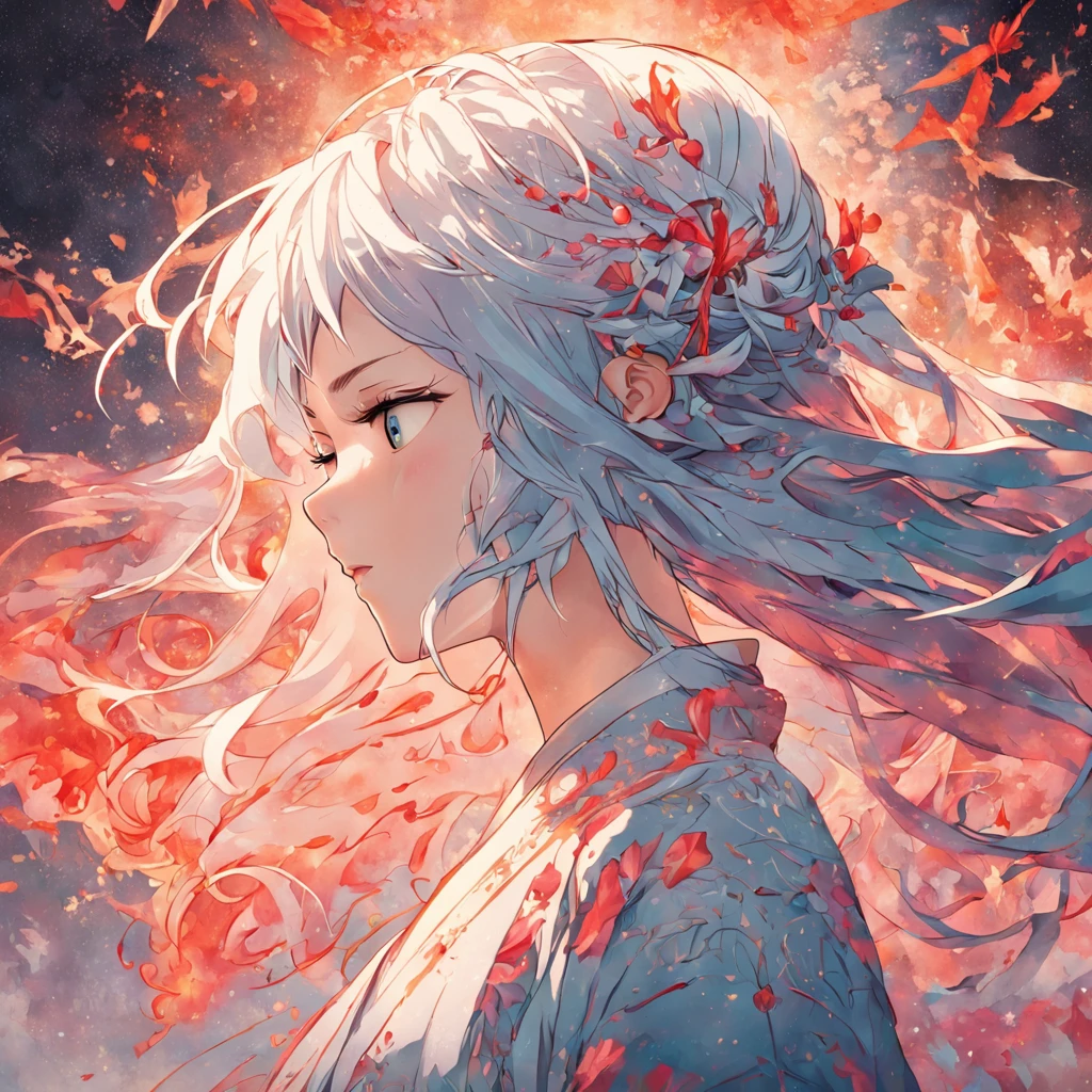 (White background:1.4),(Silhouette of a girl's head, Eyes closed, colorfull long hair, Oriental elements),(Chinese illustration:1.3,paper art:1.3, Quilted paper art:1.2),( reasonable design, Clear lines, High sharpness,Best quality, Very detailed, Masterpiece, movie light effect, 4K )