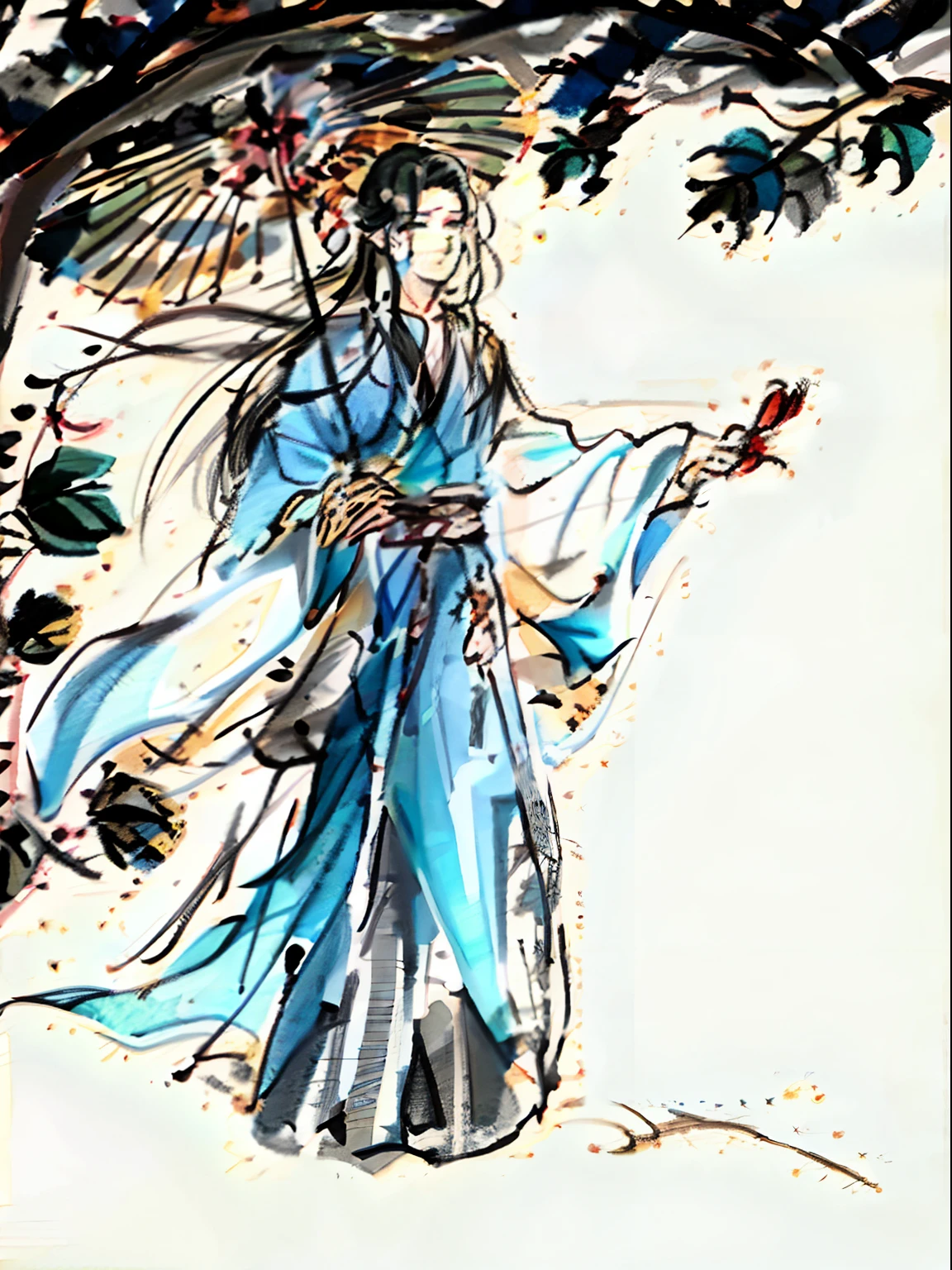A man dressed in black stands under a tree, Palace , A boy in Hanfu, Wearing ancient Chinese clothes, Ancient Chinese prince, flowing hair and long robes, Hanfu, Ma Yuanyu, White Hanfu, Ancient Chinese men, A beautiful artwork illustration, Beautiful character painting, inspired by Li Mei-shu, Chinese painting style