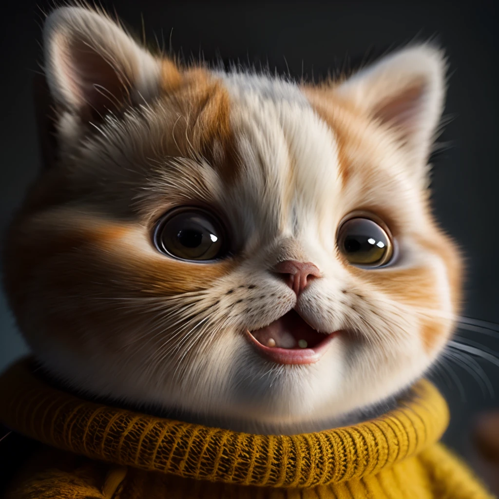 cat, orange, fat, garfield, no_humans, depth of field, disney style, DARK_Glam, wearing DRK_Glam, deep shadow, (dark: 1.4), (8k, RAW photo, best quality, masterpiece: 1.2), big expression happy with mouth