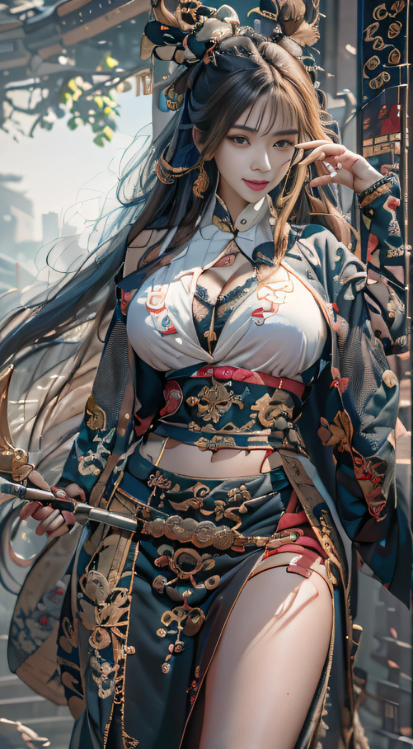 (((vulgarity shop))),(super huge gigantic breast:1.4),sengoku samurai woman