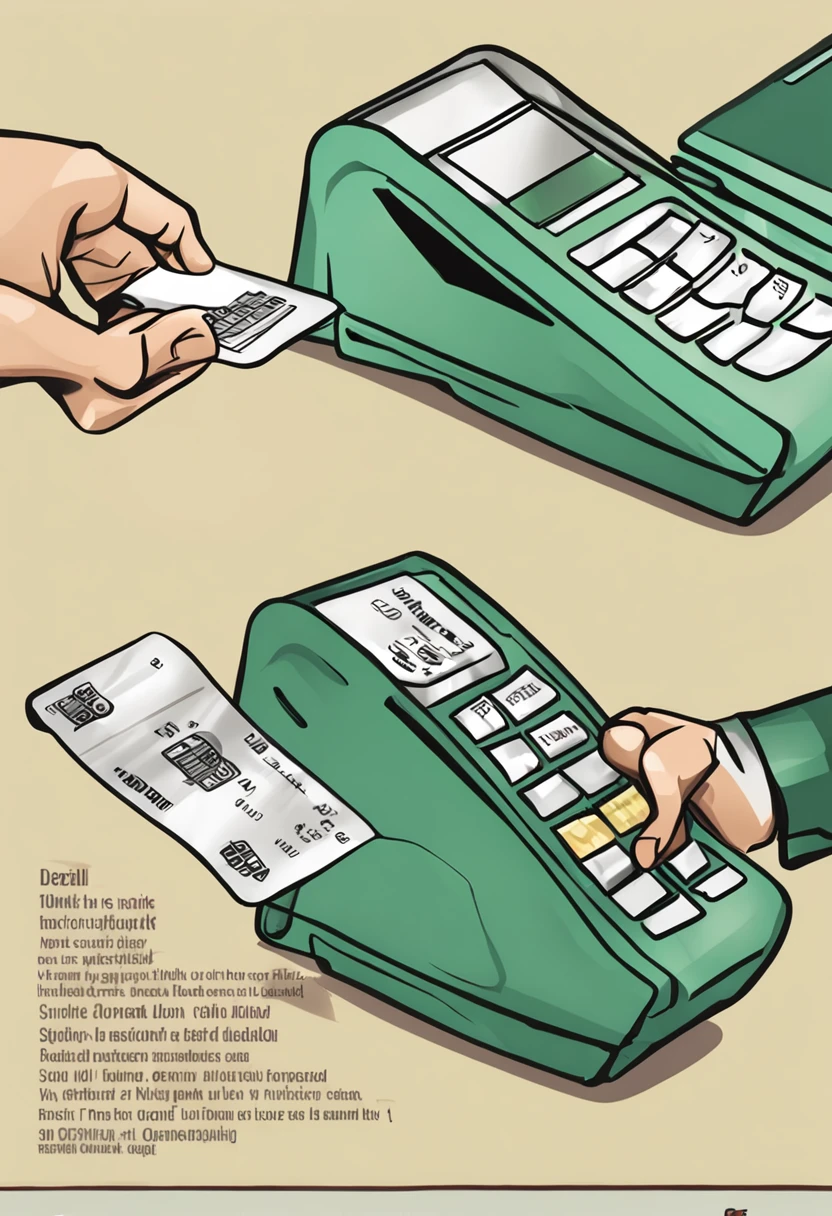 Detailed description) (melhor qualidade) just the customer's hands swiping card on a green credit card machine