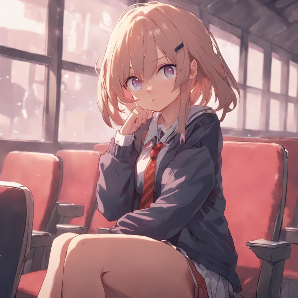 anime girl in glasses and a tie sitting on a seat, hyperrealistic schoolgirl, smooth anime cg art, a hyperrealistic schoolgirl, seductive anime girl, photorealistic anime girl render, anime. soft lighting, realistic schoolgirl, anime moe artstyle, detailed digital anime art, artwork in the style of guweiz, realistic anime 3 d style, photorealistic anime