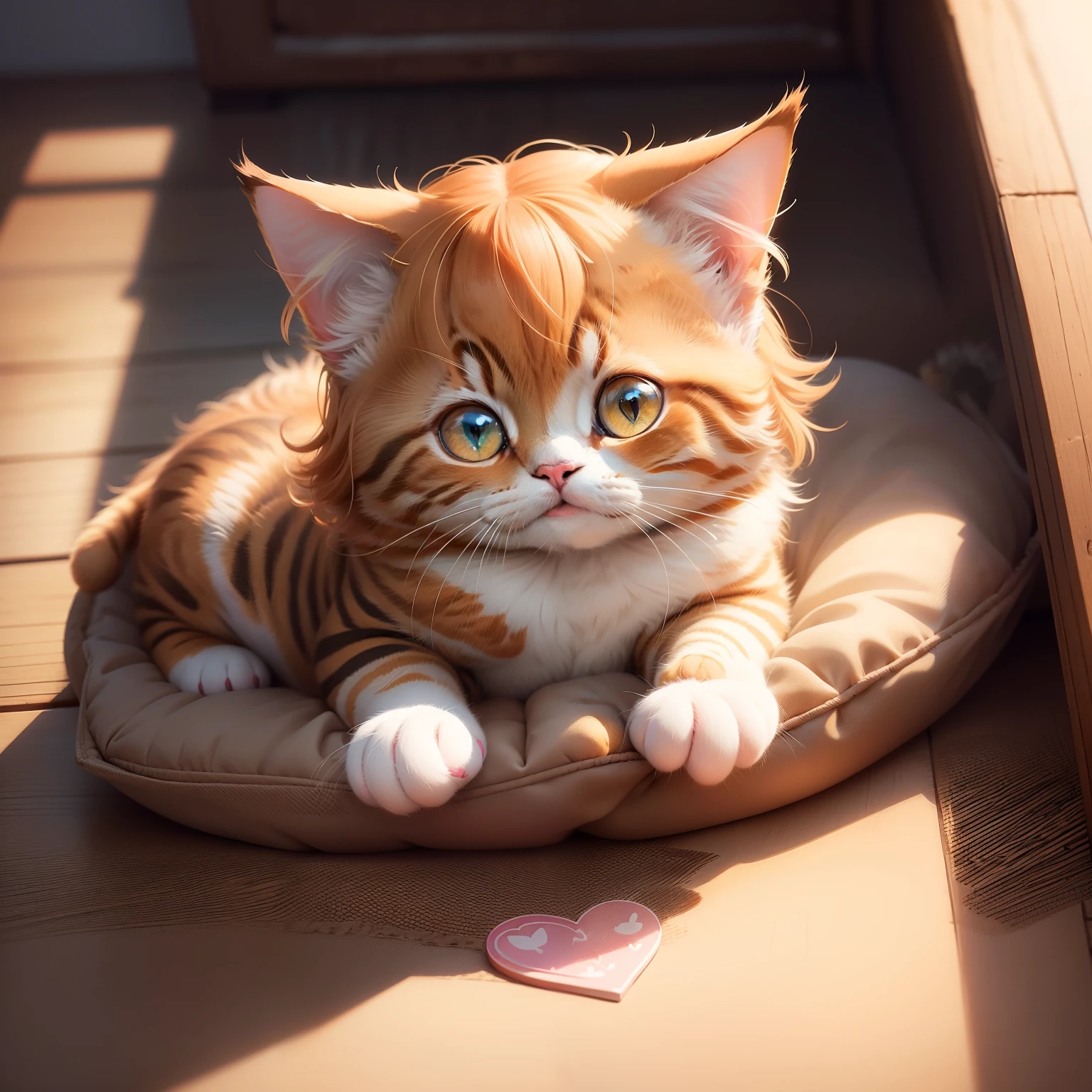 a drawing of a cat with hearts in the background, cute digital art, cute detailed digital art, adorable digital painting, a cute cat, cute cat, anime visual of a cute cat, kawaii cat, ginger cat, lovely and cute, cute cartoon character, very beautiful cute catgirl, cute and lovely, cute kitten, an adorable kitten, cute cats