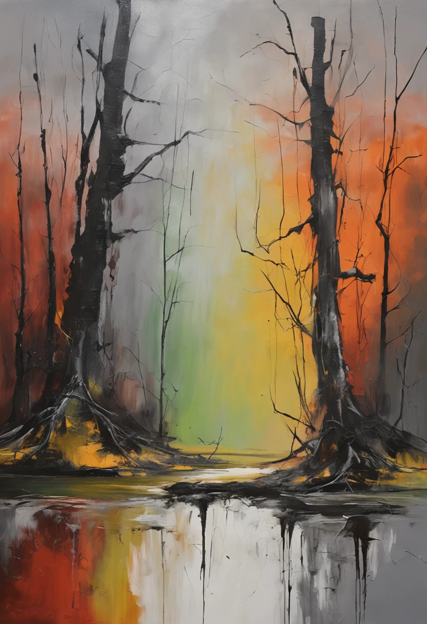 spooky forest of the damned, grey tones