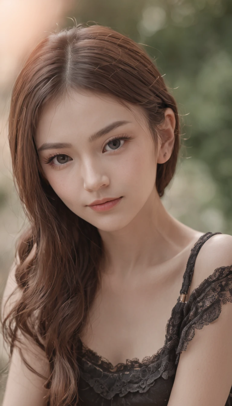 best qualtiy,tmasterpiece,超A high resolution,(真实感:1.4),RAW photogr,cold light,1girll,(Close-up of full-body photo,In the gazebo,standing on your feet,erect through), Nice face,(slim,Dignified,Shy Expressions,Head bowed slightly),ssmile,cabelos preto e longos,hair adornments,(Slender Leg,cross leg), (Light yellow suspenders,a black pleated skirt),(delicate legs,cross leg), Beautiful age girl,beautiful goddess,Detailed scene, painting-like, Beautiful teengirl,beautiful goddess,Detailed scene, beautiful digital illustrations, detaileds,ultra-detailliert, cinematic quality, (Beauty and aesthetics,big breasts beautiful),Correct hand,anatomy correct, ((From below))