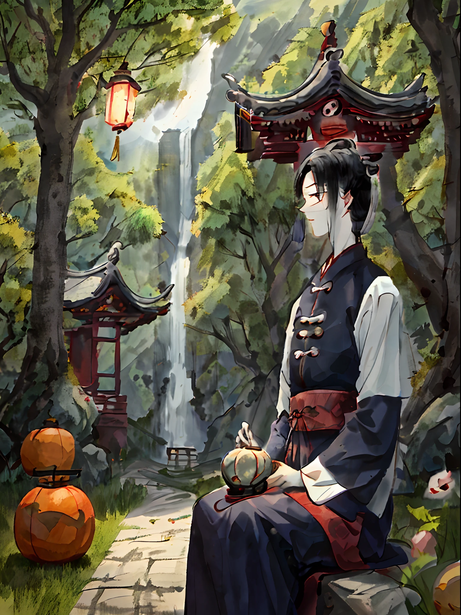 Xu Shan,He is a servant of White Flag striker Dutonga Gong。Kagong is loyal and honest,Because of him,Always been nice to him。Lantern Festival,Xu San watches the burning at the stake at the Zhenwu Great Emperor Temple【Customs of ancient Beijing】。There was a Taoist priest in a hundred robes、A crutch with a gourd,Tell Xu San:"It is better to have lanterns outside the city,Do you want to take a look??Xu San hadn't answered yet,The Taoist priest shushed him,Xu San suddenly felt as if he was advancing in the wind。Come under the pine forest,The Taoist priest took out a rope from the gourd,It encircles more than three acres of land,Take out the seven lamps,Pose in the shape of the Big Dipper。Pour another pot、A scoop、Earthen platform、A fan。As well as chickens、The fish、c、Beef tongue,Place all into a spoon。After a while,The Taoist priests piled firewood and roasted it,Bake directly until fragrant。Soon,I saw a group of ghosts pounce,Laugh around the rope。Taoist priests sprinkle meat,After the ghost gets the meat,Cheers,Walked away。The Taoist priest put things into the gourd again,Blow into the clouds,And Xu San walked in the wind。Until dawn,Come to a mountain,Surrounded by verdant vegetation,Exotic flowers,Waterfalls and clouds。Into the hole,The Taoist priest sat on the stone bed above。Drink spring water,Said:"I intend to teach you the art of immortality。Xu San postponed:"There is also a septuagenarian mother at home,Can't stay here。The Taoist priest thought for a long time,Continuous channel:"Too,Also。"Call Xiao Tong to give Xu San food.",All wood veneer grass clippings,Inability to swallow。So he brought him three more red dates,Xu San ate one,Collapse the other two。The Taoist priest led him to the side of the mountain,Show him the way to the mountains,Let him go。Mountains on top of each other,Xu San moved forward with difficulty。Wait until you hear someone's voice,Stepped forward and asked,I