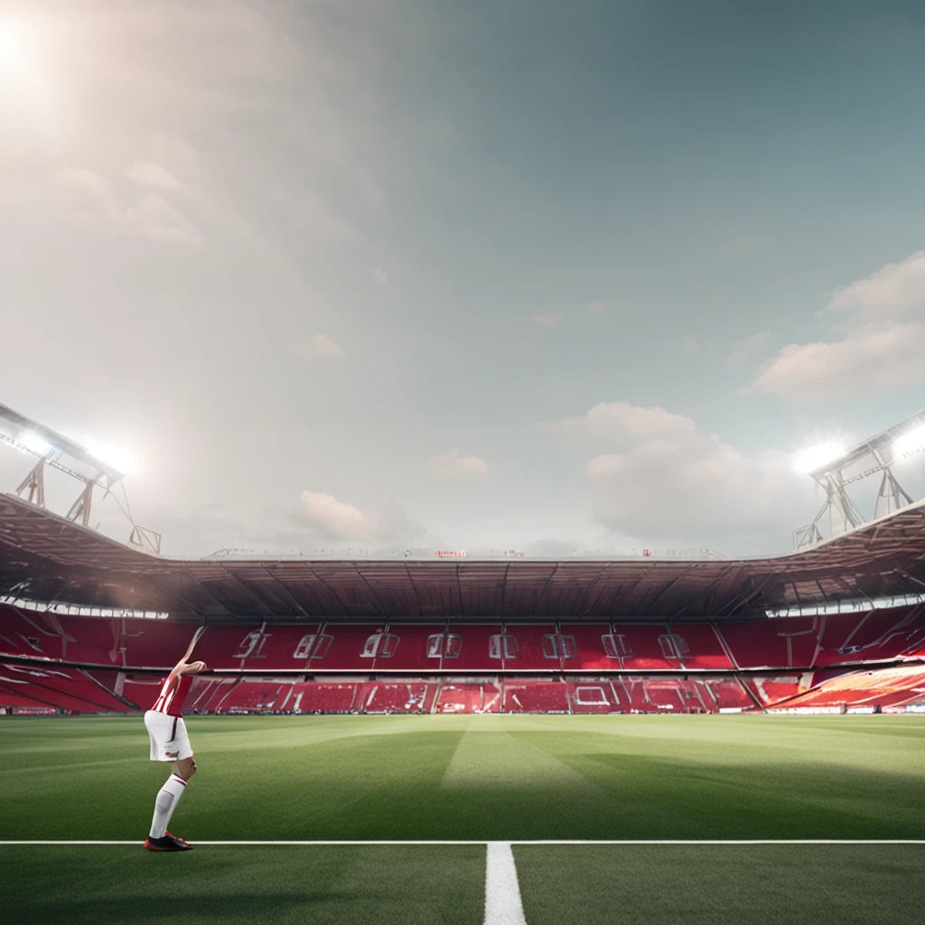 One 1.75 meters tall Chinese boy，Posing for sports photos on the pitch wearing the number 7 shirt of the Portuguese national team，soccer ball，fully body photo，fully body photo，The background is the real Old Trafford football stadium，Cinematic sense of color，
Ultra Realistic Photo, 8K quality, Full-HD
