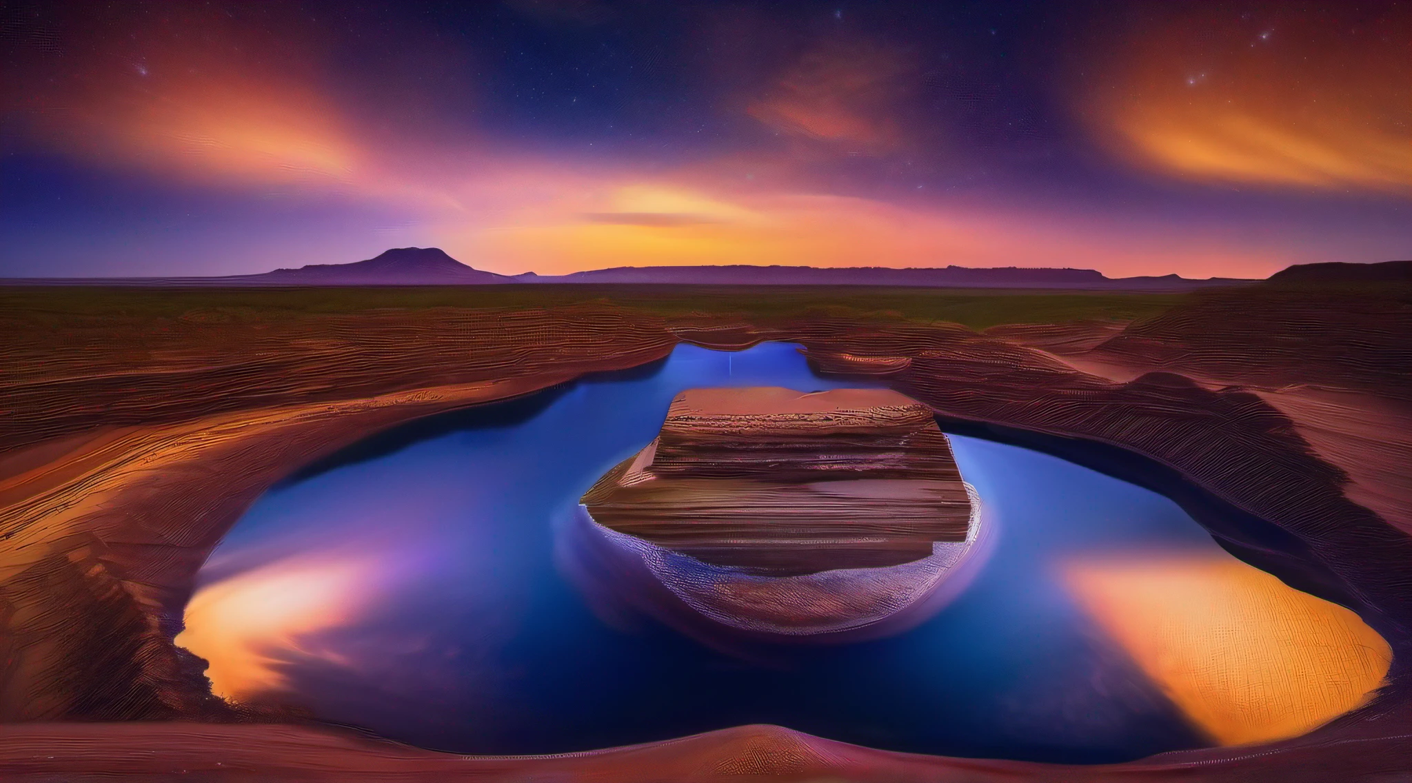 Night falls，starry sky bright，The vast desert became part of the vast universe，Countless twinkling stars dot the dark sky，It seems to be condensed by the tears of the gods。