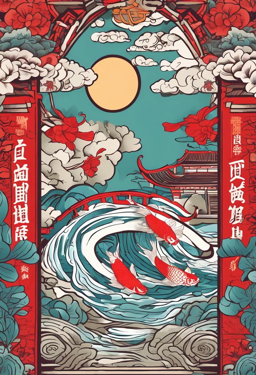 Carp jumping over the dragon gate，lotus flower，Paper cutouts，positive energy，Dove，Auspicious clouds，communist party，the People's Republic of China，Teenage growth，Traditional Chinese virtues，A new generation of good boys，draft
