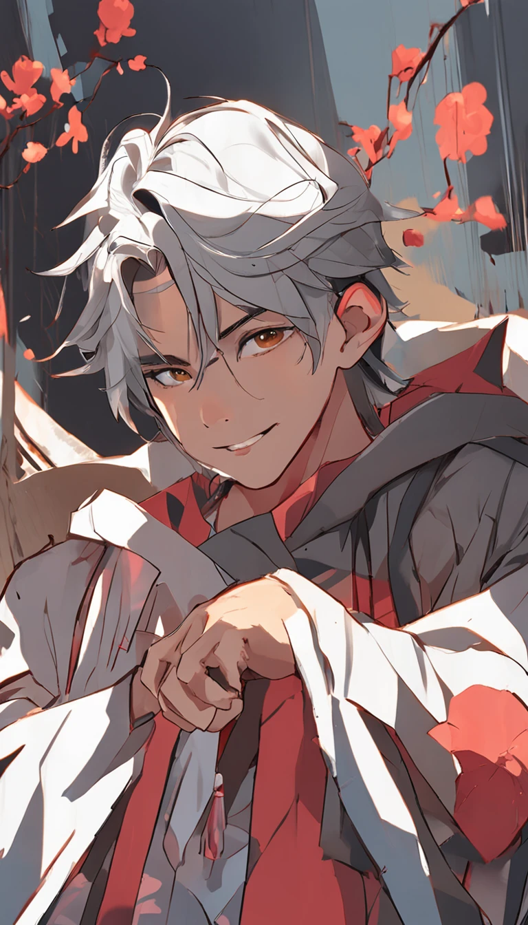 CLOSE-UP very young boy, Oriental Face, with more distinctive features and cartoon-style visuals。