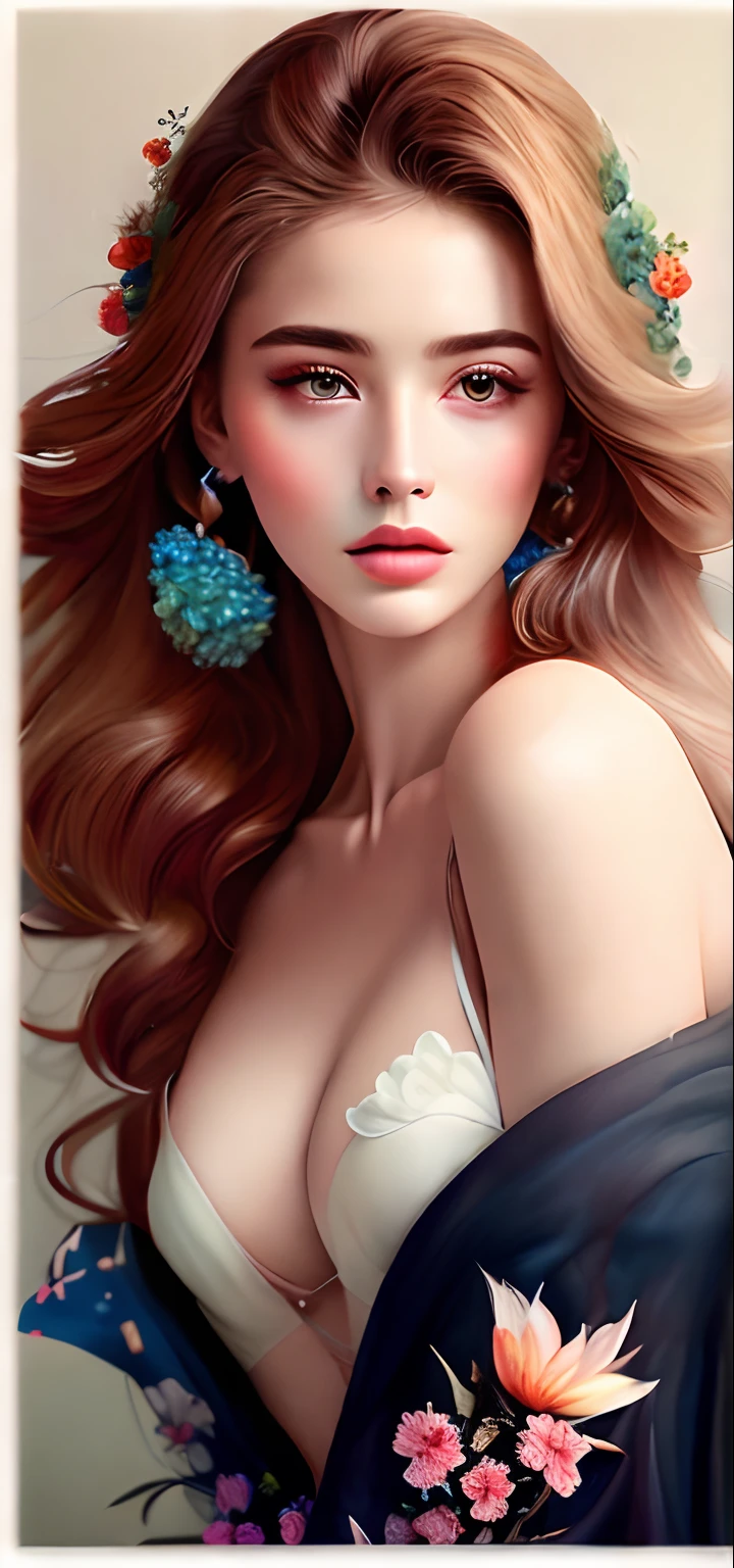 Una pintura de una mujer con flores en el pelo, Pintura de bello, Hermosa pintura digital, gorgeous digital painting, exquisite digital illustration, Arte de pintura digital, Elegante pintura digital, Hermoso arte UHD 4 K, Magnificent digital art, Hermosa pintura de personajes, Imagen de arte digital, Hermoso y hermoso arte digital, Estilo de pintura digital, Impresionante pintura digital, Hermoso arte digital, beautiful digital illustration