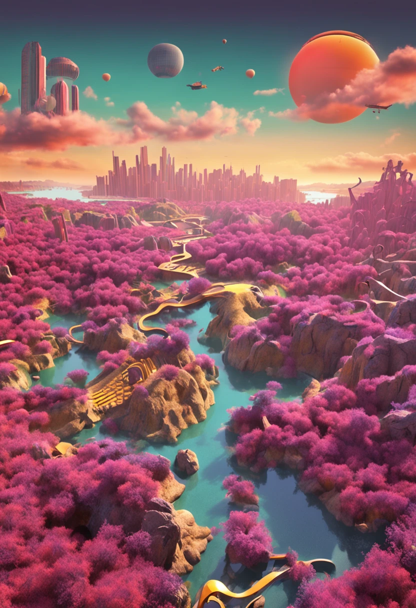 The optical illusion landscape shows the word Qingdao