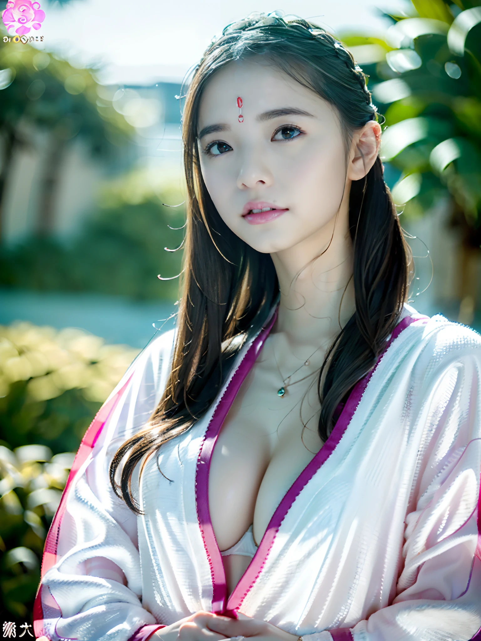 Best quality,k hd,4K,8K, Yes ,white skinned, Real human skin, (detailedface), Goose egg face, pores, 超高分辨率, (8K, RAW photo, Photorealistic:1.4),Sun exposure, 1girll, Slim, (Look at the audience with the happy eyes of the goddess of tranquility:1.2), ( Gloss on lips, eyeslashes, Glossy face, Best quality at best, 超高分辨率, Extensive illumination), oversized jacket, FASHION UNDERWEAR,Excitation, view over city,Oversized breasts,(((爆乳:H cup)))