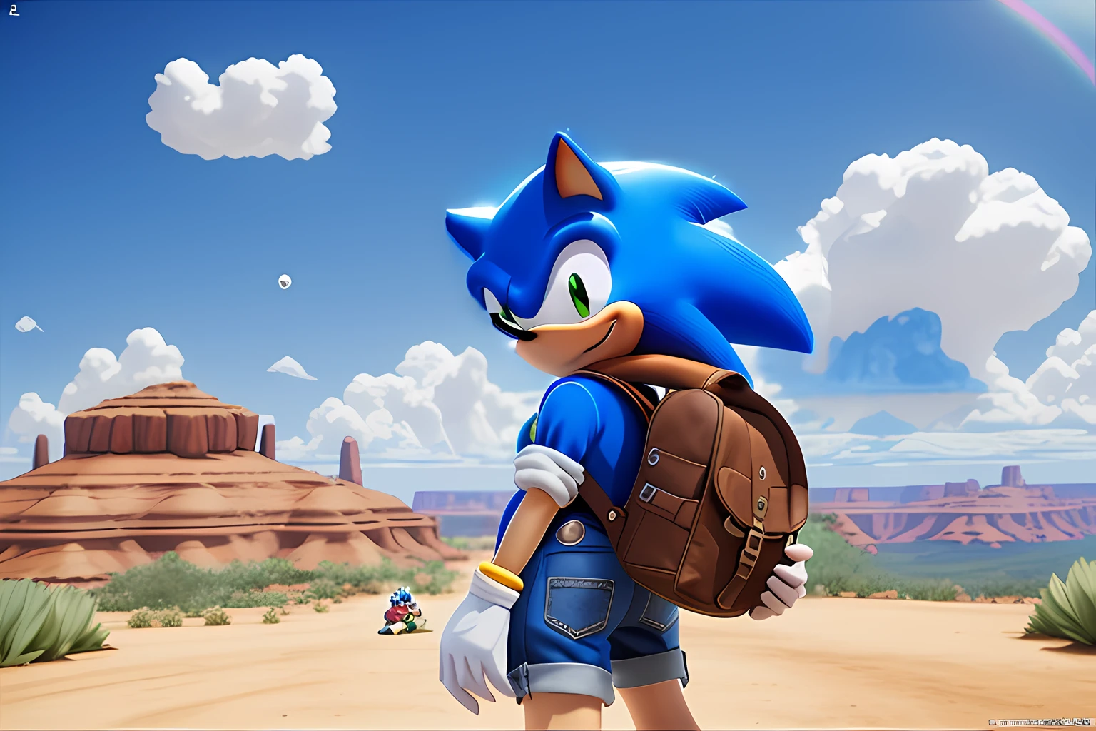 sonic the hedgehog wearing cowboy hat