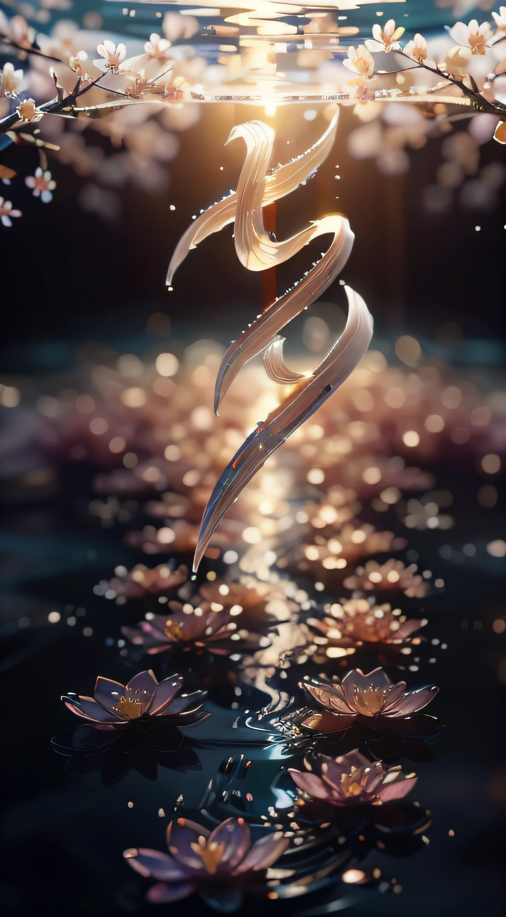 Masterpiece, Best quality, (Ivory white:1),(Cherry blossom powder:0.35),Type art,water flowing,Water quality sense , heavily stylized, 4K, unreal engine 5 render,