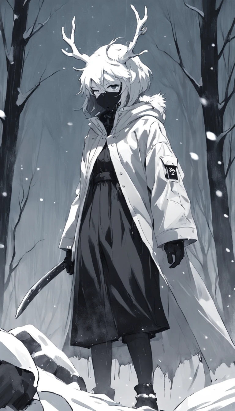 "(Horrifying Painting:1.3)af(Rough sketch:1.3)、(Grim:1.3)of the Snow Apocalypse、Black and white style。"