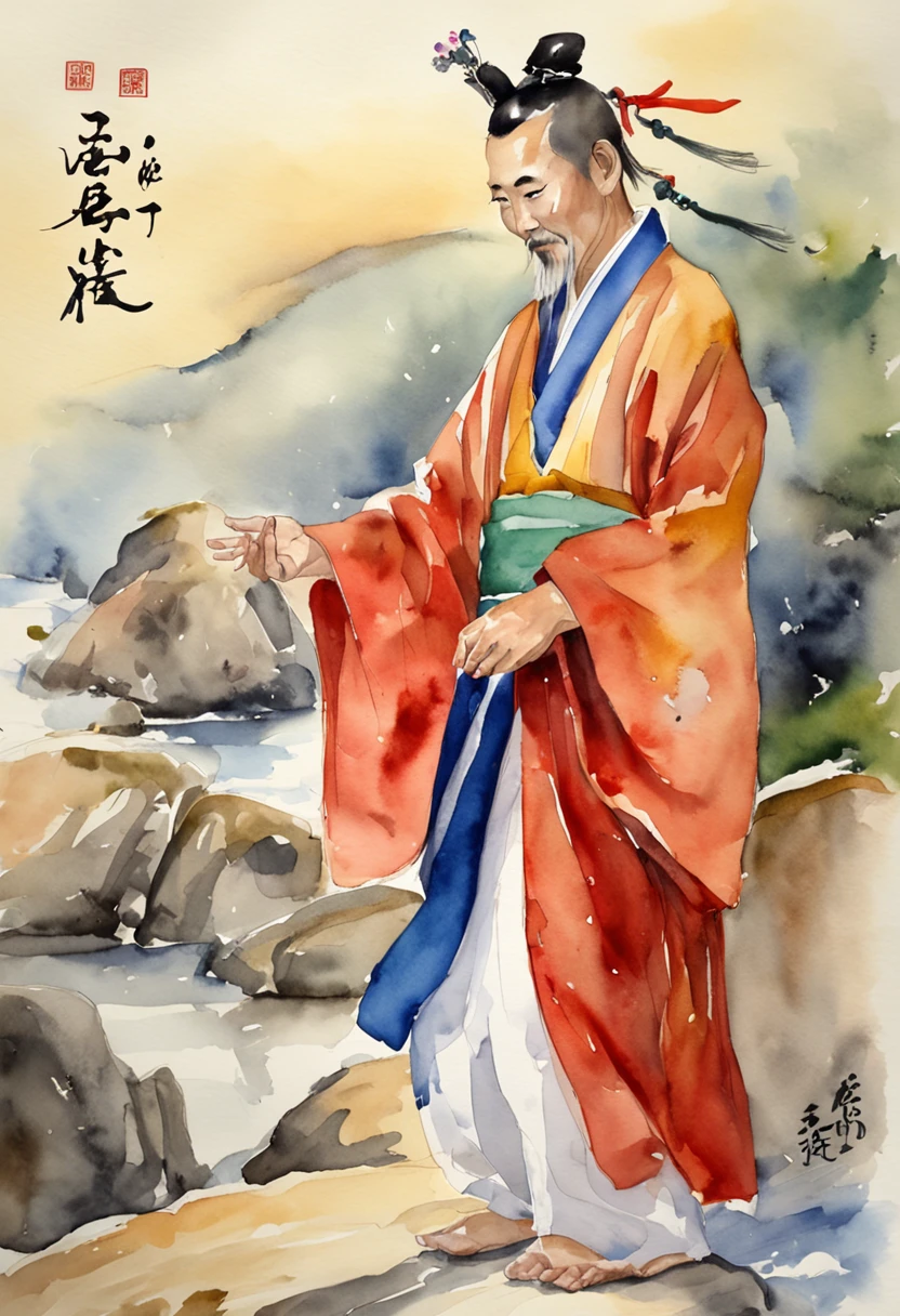 A little Taoist priest in a Taoist robe