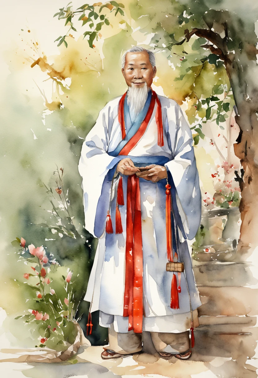 A little Taoist priest in a Taoist robe