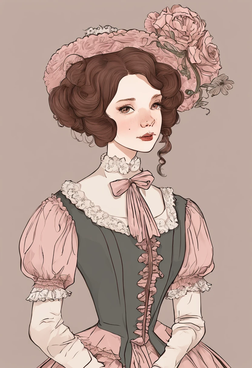 Victorian Girl、kawaii girl、Gamine、、 1. lo fashion: Victorian fashion is characterized by dressy and elegant design。Ruffles and laces、corsets、Try incorporating elements such as long dresses。 2. hairstyle on: Women's hairstyles in the Victorian era are often complex and delicate。Upstyling and curling、It is also a good idea to add ribbons and floral ornaments to the hair.。 3. Features: Little girl features with es、Beautie、kawaii、Beautiful 5. accessorized: Accessories played an important role in the Victorian era。Hats、项链、gloves、umbrellas, etc.、By drawing accessories with attention to detail、You can give your character personality。 Nice dress、florals、Luxurious costumes、pink there、PastelColors