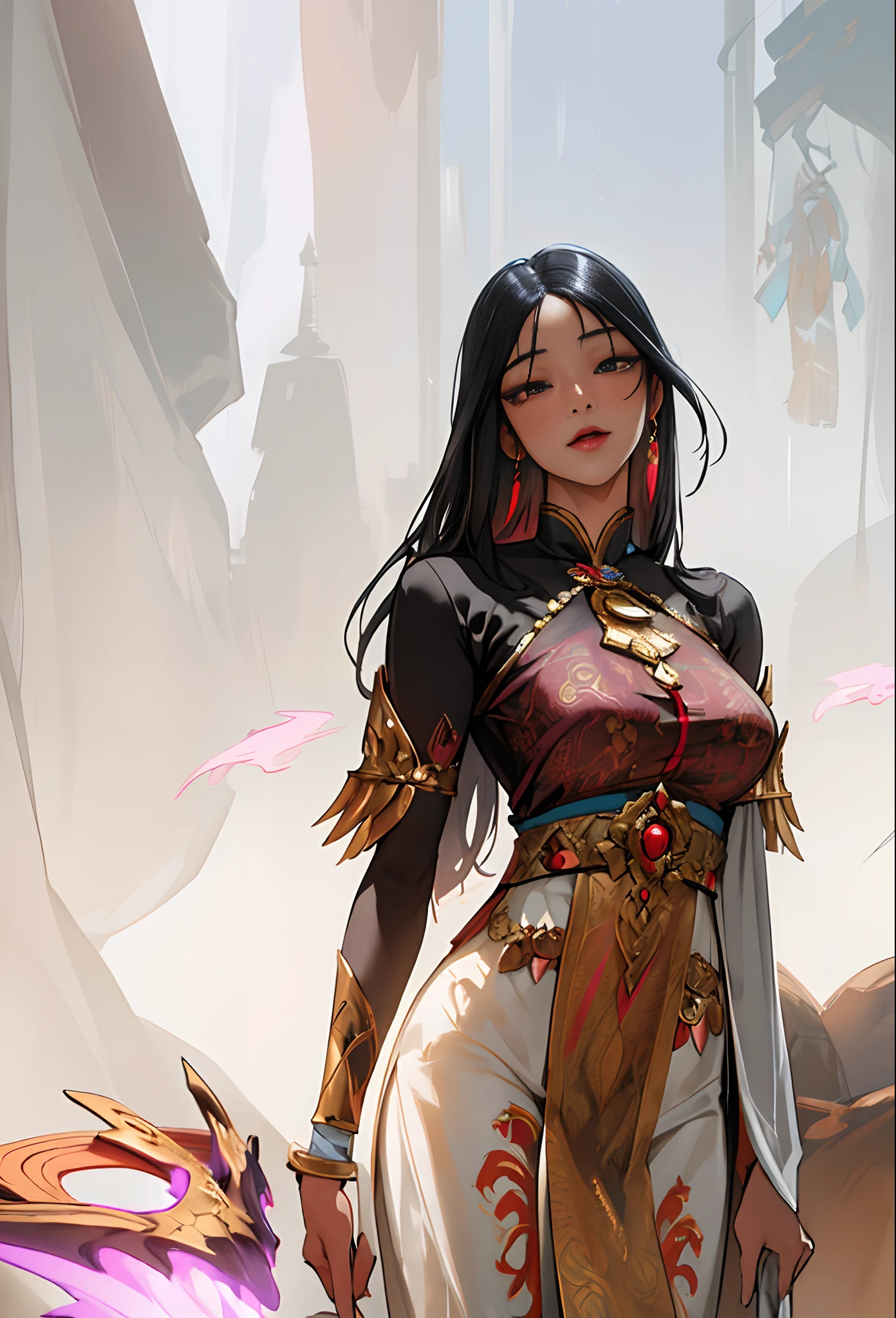 (masterpiece, best quality), 1lady, solo, burmese woman, burmese traditional attire, masterpiece, artstation, dynamic, charming, magical, unreal engine, fantastically beautiful, illustration, dramatic lighting, maximalist