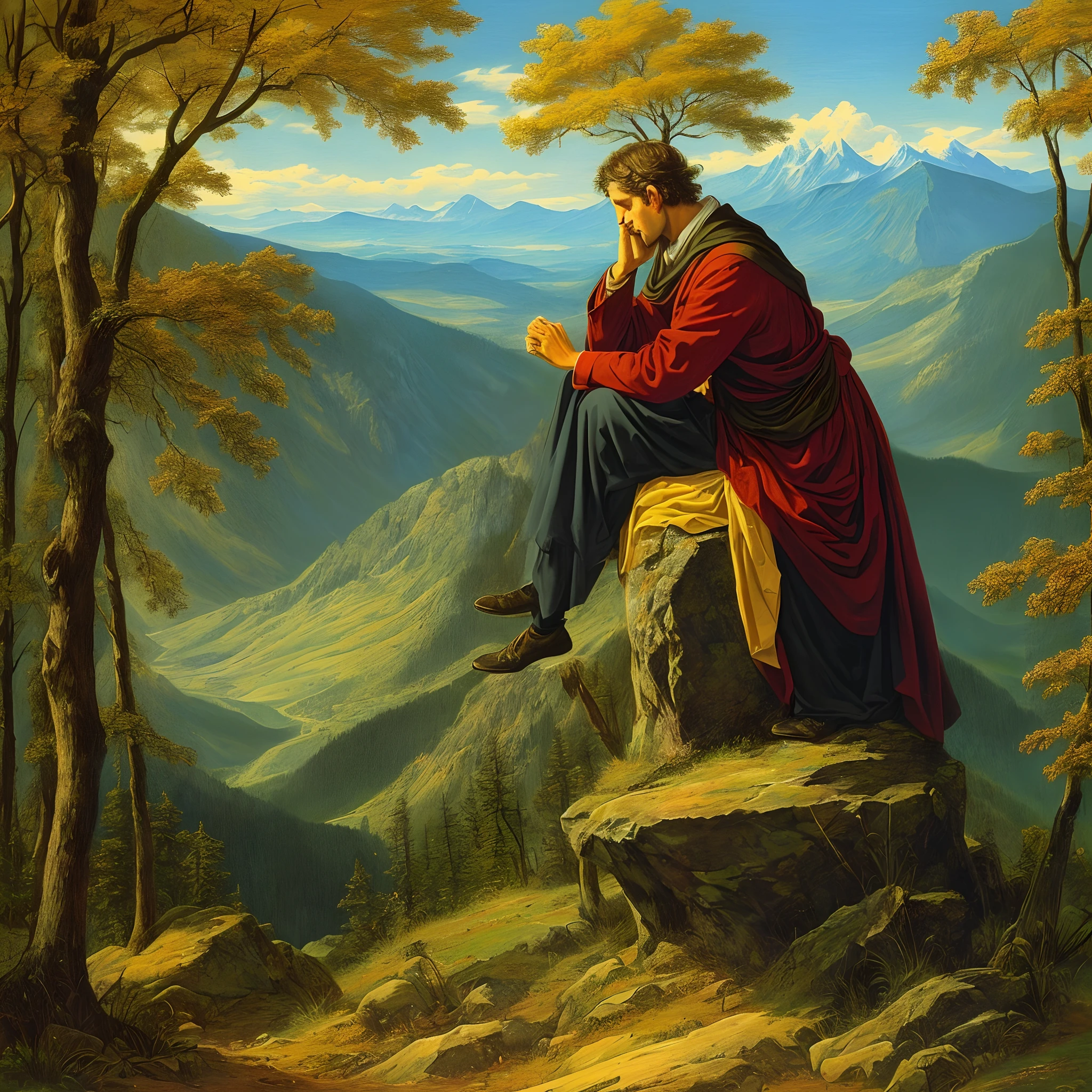 Draw, You are welcome, The Man on the Mountain, who prays to God