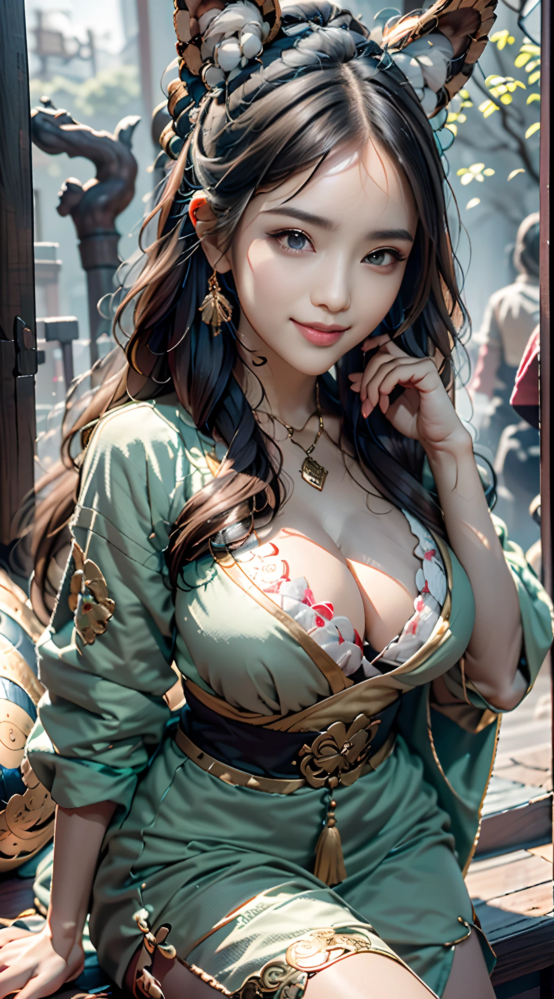 Best quality,Masterpiece,超高分辨率,(Photorealistic:1.4),Immortals,Detailed face, 1girll,Solo,cleavage,(Magical Circle:1.2),Immortals,The entire body of the machine,Beautiful girl,full bodyesbian,Huge breasts,east asian architecture,,architecture,perfect bodies,,Desire expression,Desire pose,Large bust,Eyeballs rolled up,Mouth open,Very wide open mouth,The mouth opens wide,Eyeballs rolled up,Full body like,Casual pose,standing on your feet,fully body photo,