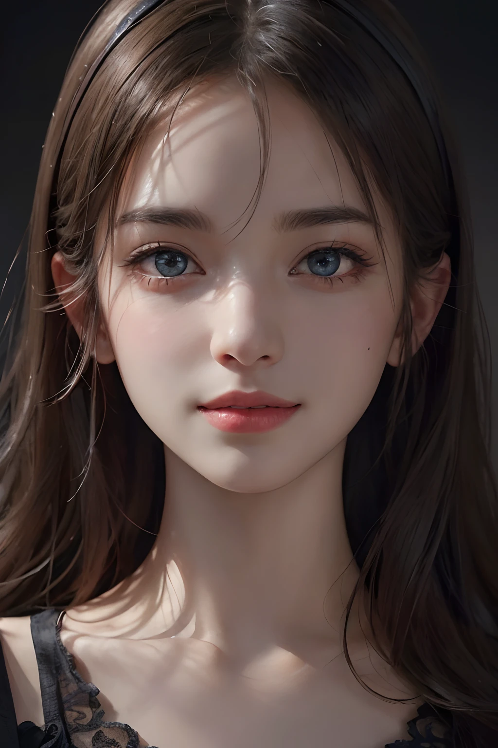 (ultra realistic) , (illustration), (increase resolution), (8K), (extremely detailed), (best illustration), (beautiful detailed eyes), (best quality), (ultra-detailed), (masterpiece),  (wallpaper), (detailed face), solo,1 girl, looking at viewers,  delicate details, detailed faces, in the dark, deep shadow, low key,pureerosfaceace_v1, smile,