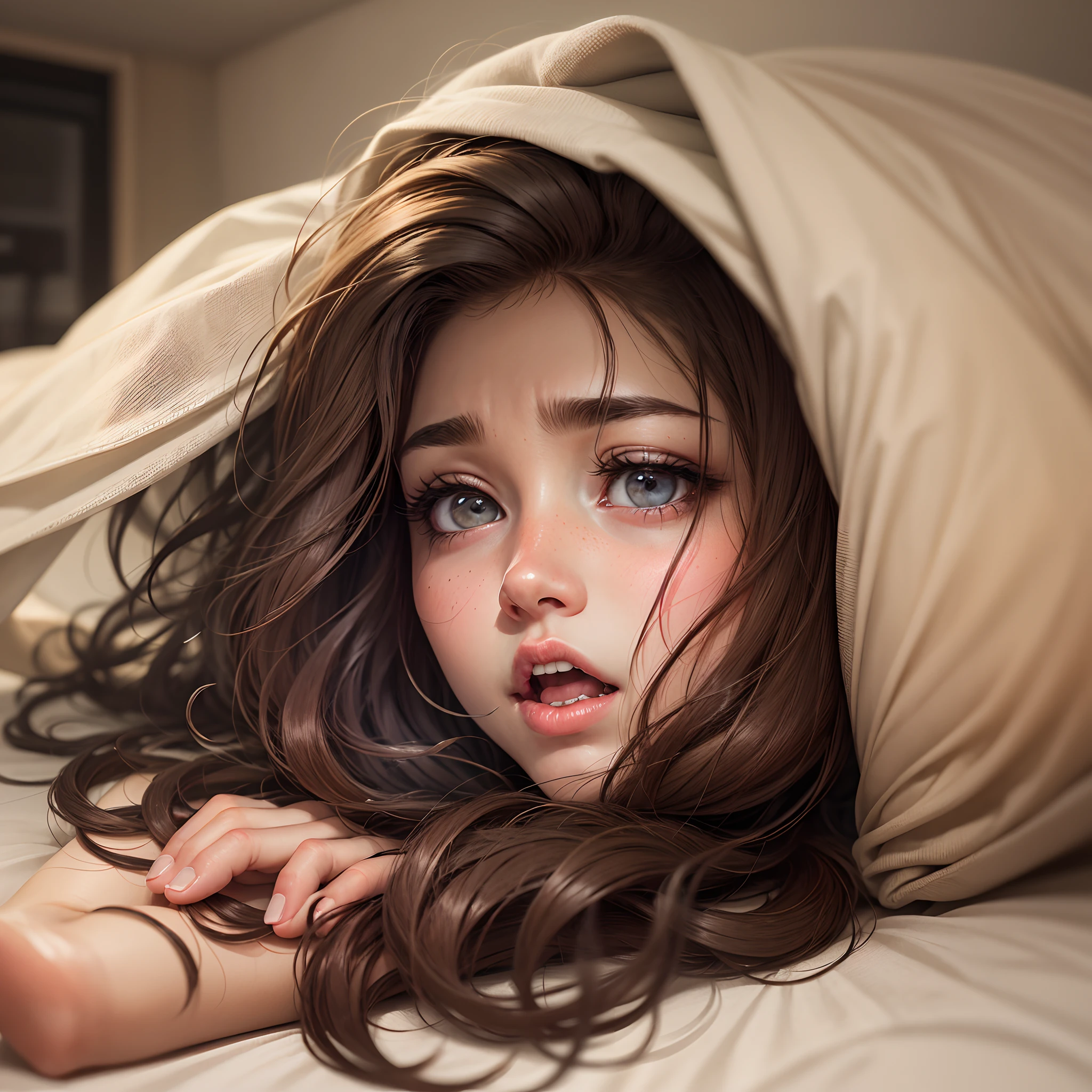 Pussy,Lie down in bed,mouth drool