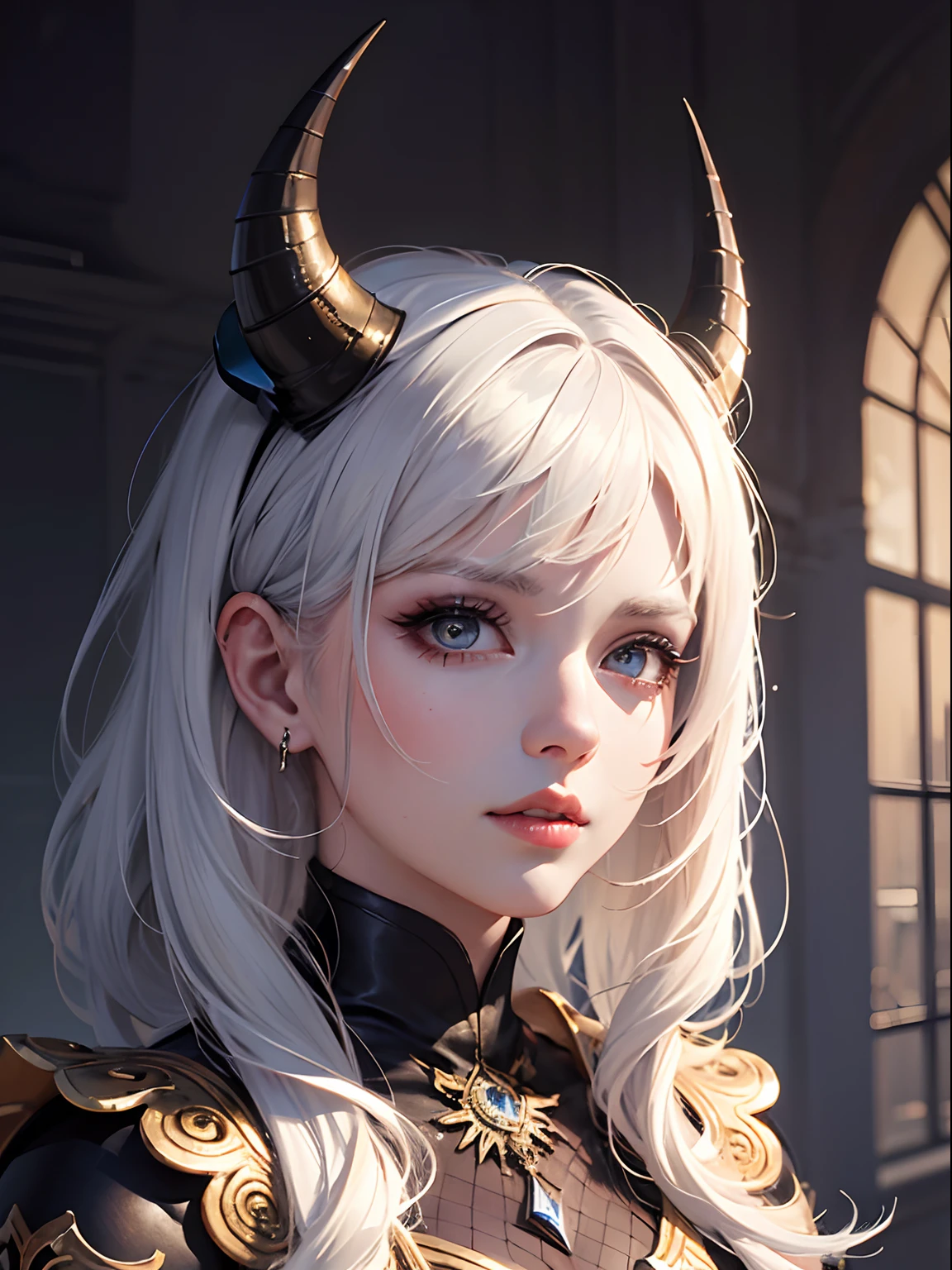 Cute Girl, cowboy shot,movie lighting, Horned golden-headed creature, Portrait of Dragon Knight, Mysterious Anubis Valkyrie, Super detailed fantasy characters, Robot dragon portrait, Sleipnir's photo, ghost of anubis, 4K detailed fantasy artwork, Polaroid Trend, zbrush contest winner, Created using zbrush, zbrush central tournament, warrior on horseback, (Covered in blood from head to toe)., v-shaped eyebrows, chiaroscuro, sparkle, diffraction spikes, overexposure, UHD, masterpiece, ccurate, anatomically correct, super detail, high details, award winning, best quality, highres, high quality