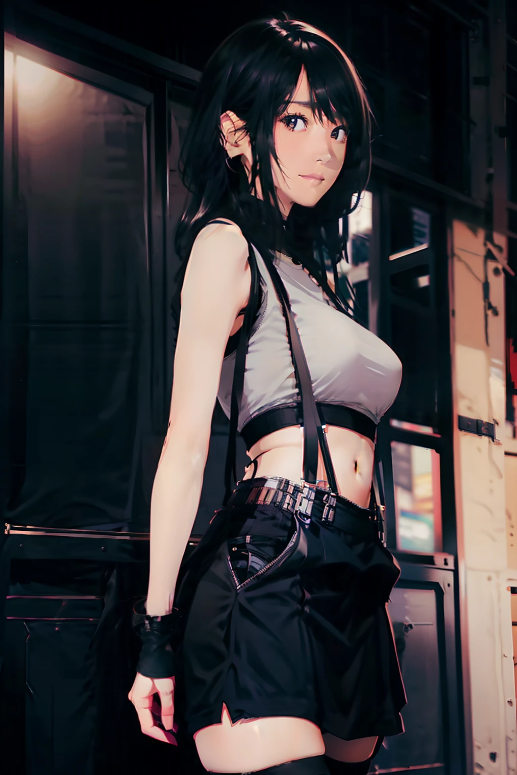 arafed woman taking a selfie in a black top and wearing a beautiful princess dress, amouranth, thicc, better known as amouranth, with pale skin, young beautiful amouranth, pale goth beauty, her belly button is exposed, sexy look at the camera, 2 4 year old female model, (12x) extremely pale white skin, tifa lockhart