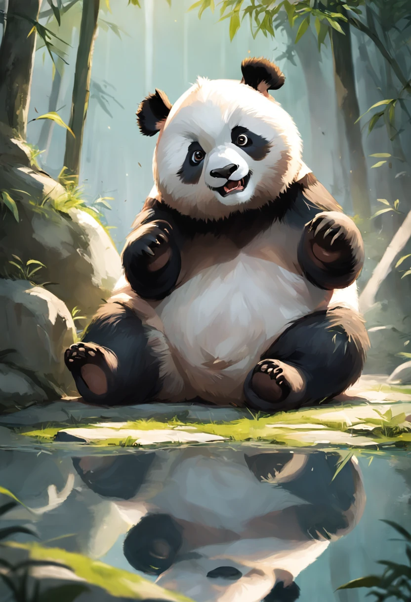 "Generate an ultra-high definition image capturing the irresistible charm of a panda striking an adorable panda pose. Utilize advanced aperture settings to achieve a shallow depth of field, ensuring the panda's features are sharply focused while allowing the background to softly blur, creating a dreamy atmosphere.

Position the camera at eye level with the panda, using a medium telephoto lens to capture the subject with a natural perspective. Implement soft, diffused lighting to enhance the panda's fluffy fur and endearing features, creating soft highlights that accentuate its cuteness.

Capture the panda in a candid moment, with its paws raised or playfully posed, conveying a sense of innocence and curiosity. Utilize a fast shutter speed to freeze any subtle movements or expressions, ensuring that every detail, from its button nose to its expressive eyes, is captured with precision.

Experiment with composition to frame the panda within a visually engaging arrangement, utilizing the rule of thirds to guide the viewer's gaze. Enhance the image's color palette to emphasize the panda's monochromatic contrast against its surroundings.

Implement post-processing techniques to refine the image's contrast, sharpness, and color balance, ensuring that each aspect, from the panda's endearing expression to its fur's texture, is rendered with breathtaking clarity.

Ultimately, capture a moment that radiates the irresistible cuteness of a panda's pose, inviting viewers to connect with the joy and wonder of this beloved creature."