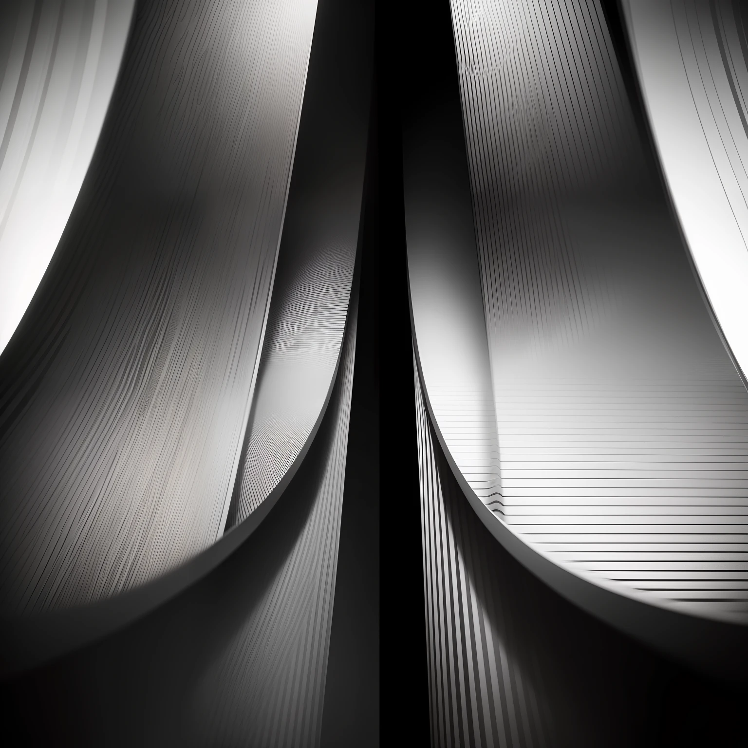 A combination of black and white lines and stereoscopic graphics