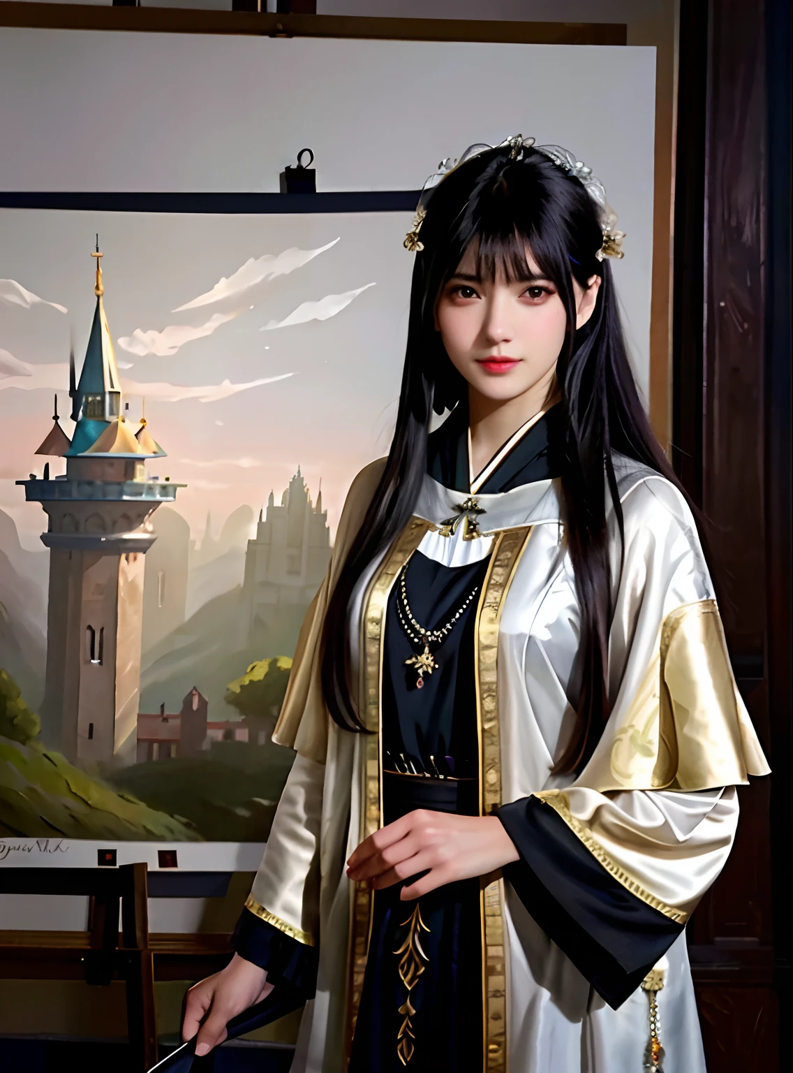 ModelShoot style, (Extremely detailed Cg Unity 8K wallpaper), full-shot body photo of the most beautiful artwork in the world, Medieval armor, Professional majestic oil painting by Ed Blinkey, atey ghailan, by Ghibli Studio, author:Jeremy Mann, Greg Manchess, Antonio Moro, trending on artstationh, trending on CGSociety, Intricate, High detail, Sharp focus, Dramatic, photorealistic painting art by midjourney and greg rutkowski