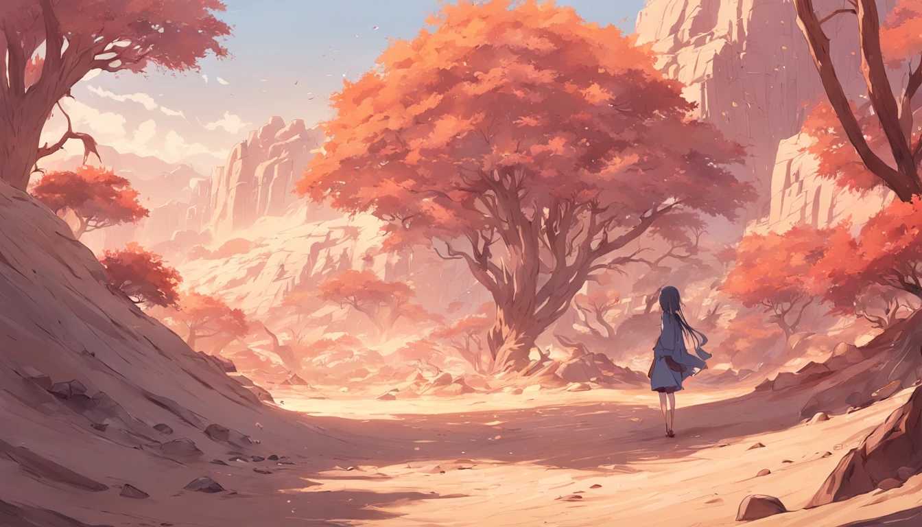 ((Vast desert)),oasis in the desert.Desert Sendo Tree