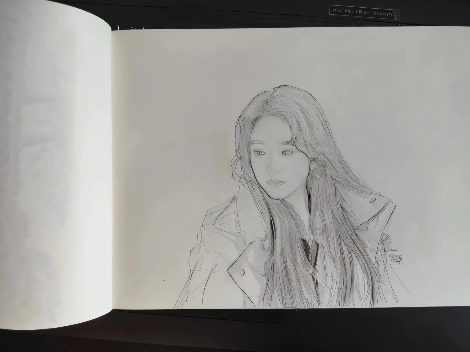 Close-up of a woman in a jacket, portrait jisoo blackpink, high quality of sketching, Line sketch!!, loose pencil sketch, inspired by Tang Sin Yun Sandara, a pencil sketch, traditional drawing style, Line sketch, jisoo from blackpink, drawing study, realistic sketch, Sketch drawing, High quality sketch art, high quality sketch, Pencil sketch