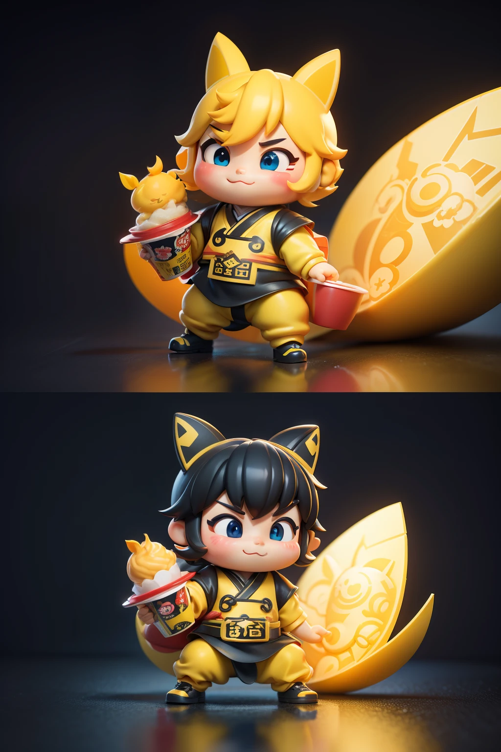 take-out，Meituan takeaway，Takeaway dude（3D stereoscopic）（The color scheme is mainly yellow of Meituan clothing）（Cute style illustration）Cute comic book style，Anime art concept art, Official illustration[Three-dimensional feeling][Lovely wind][Card ventilation][真实感]