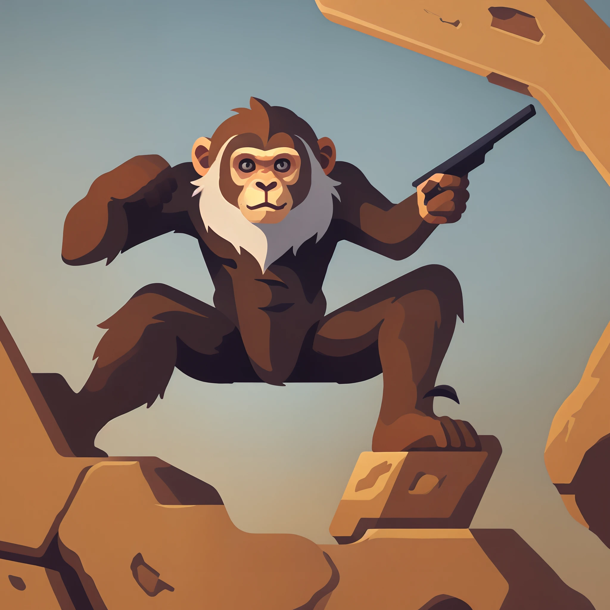 The young monkey head does not dream of a shotgun senior