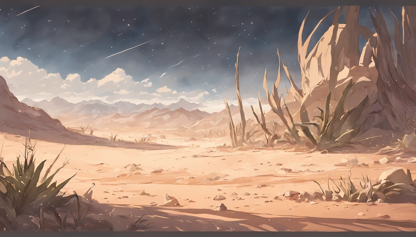 ((Vast desert)),oasis in the desert.Desert cactus ,sprawling，Empty，（Sand），（NOhumans），desolated，blurryforeground，depth of fields，k hd，Detailed details，Best Picture Quality，