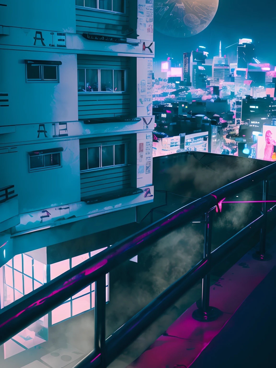 A city of the future, many skyscrapers, blade runner style, hyper-realistic, octane render, realistic, street with flying cars, rain, an android woman wearing VR headset, cinematic, 8k, very intricate, 80s, night, drones, Yangon city