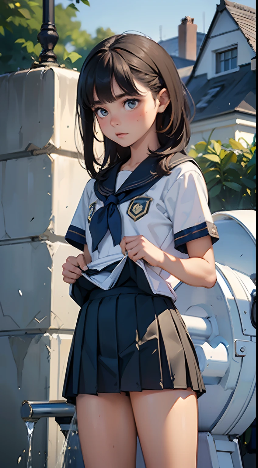 (masterpiece, 16k,8k,4k ,ultra detailed:1.1),(beautiful face:1.1),(1girl:1.1),yo,super model,(lift skart:1.5),(urination:1.5),(embarrassed:1.2),school uniform