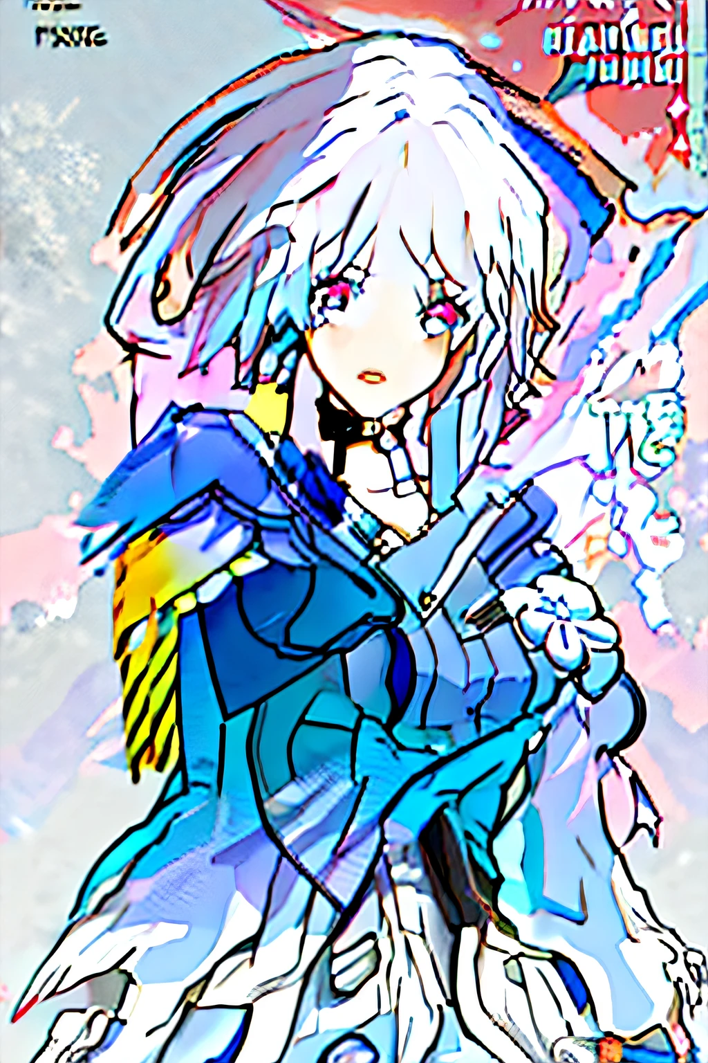 magazine,leaning buck with hands out in the air,girl from upper view、succubus, twin tail hair, relax, ((((masterpiece)))), very_high_resolution, high quality, large_filesize, illust,(flat color:1.5),