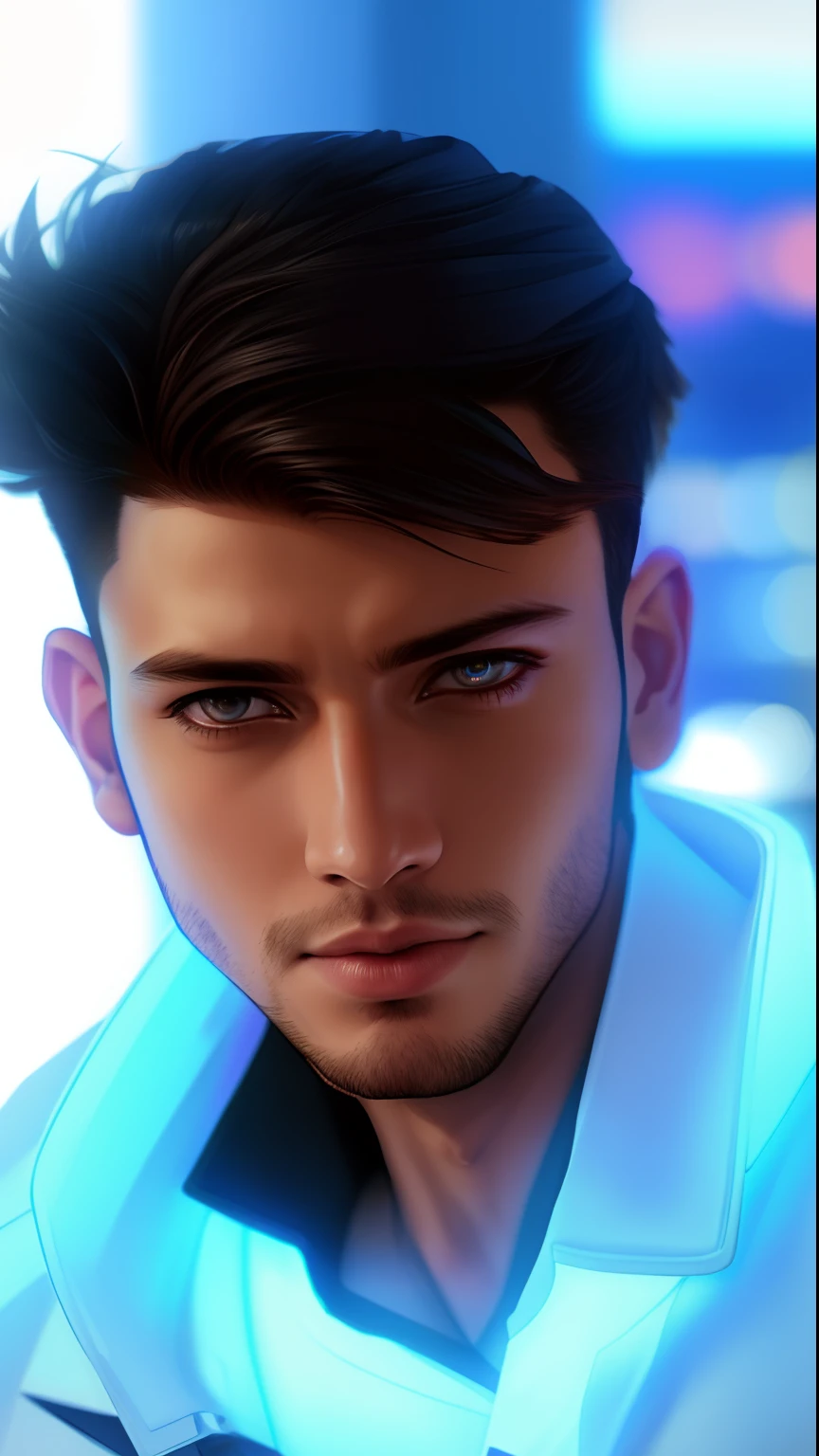 Change background, cyberpunk, realistic, handsome boy, realistic, face