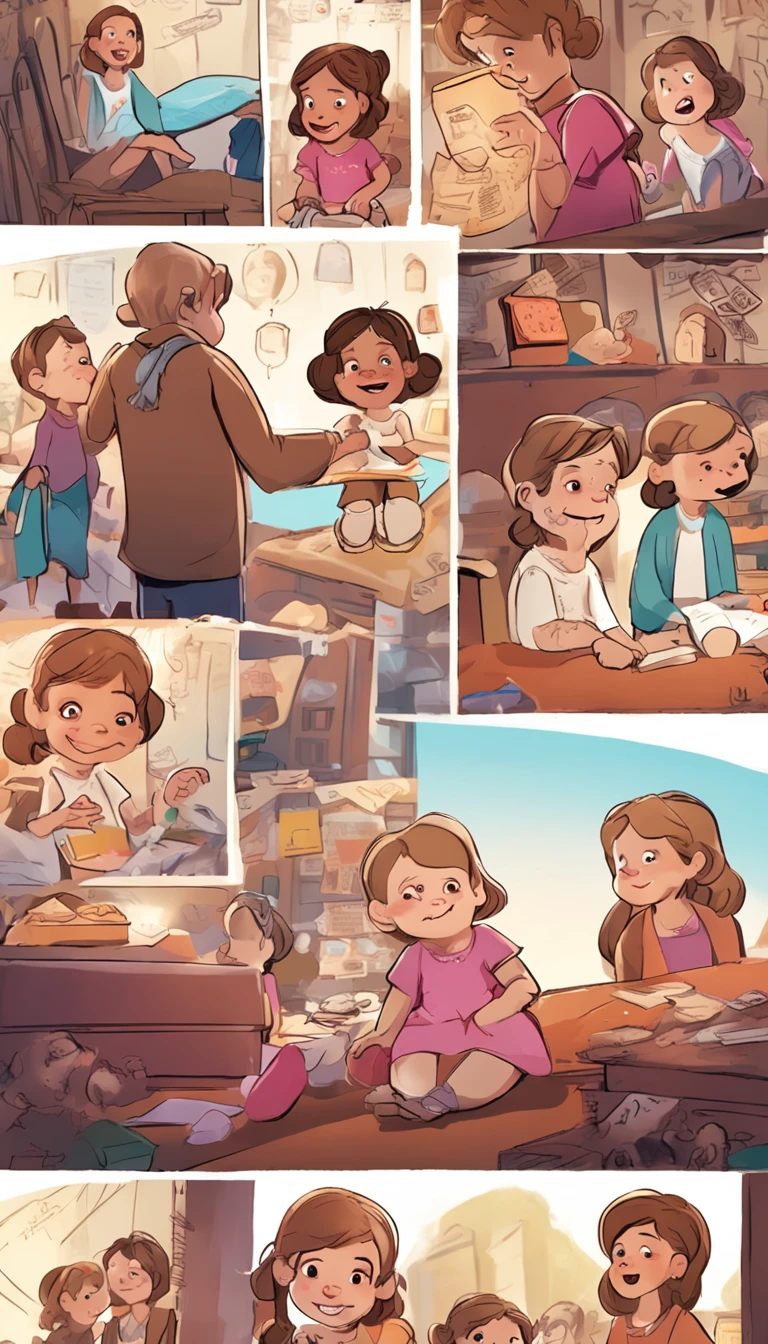 4 year old girl,in hand５Finger,Pretty eyes,10 different angles each,character sheets,picture book,illustratio,Disney  style