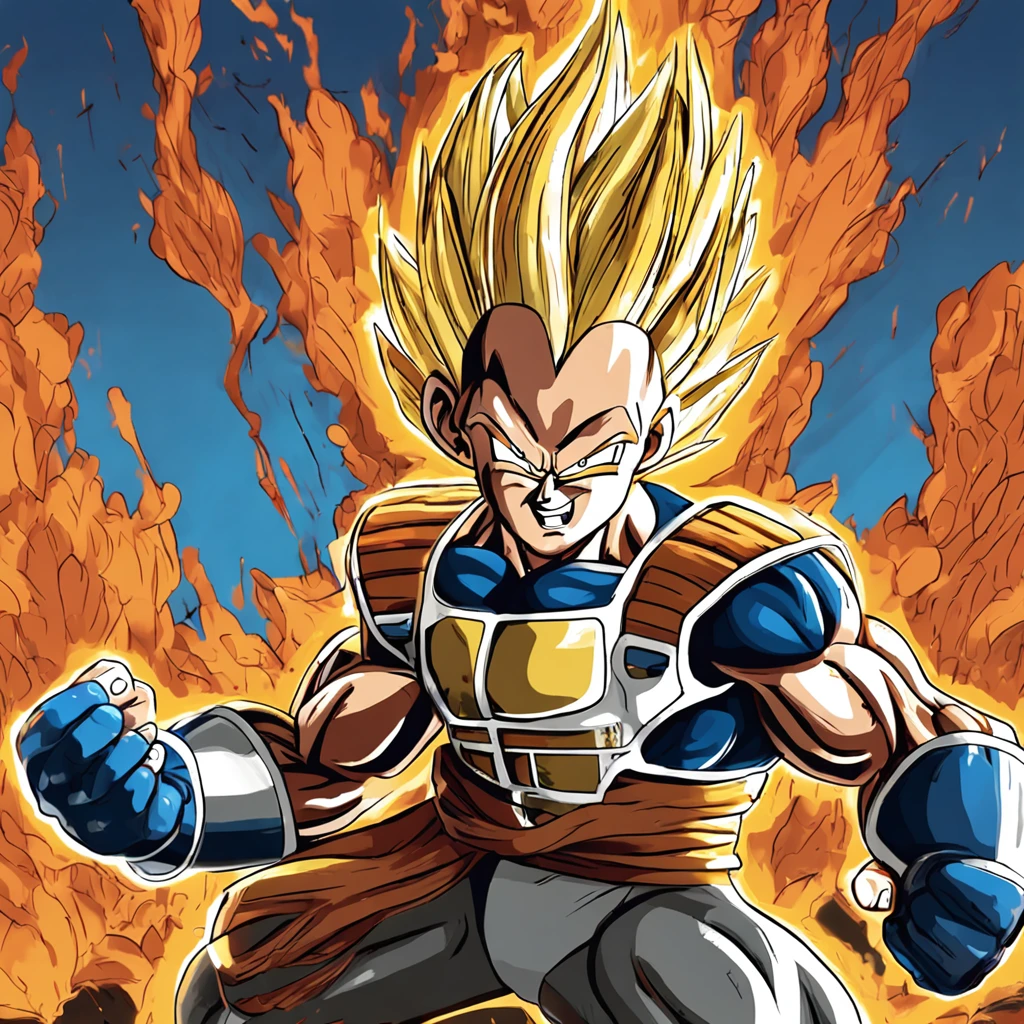 El esqueleto de vegeta en super saijajin, Showing Strength, furioso