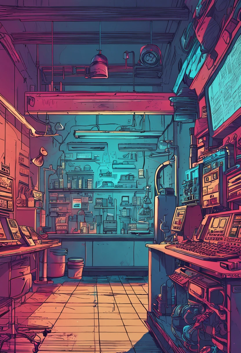 laboratorio de investigacion hiperrelista , detalles, azul neon