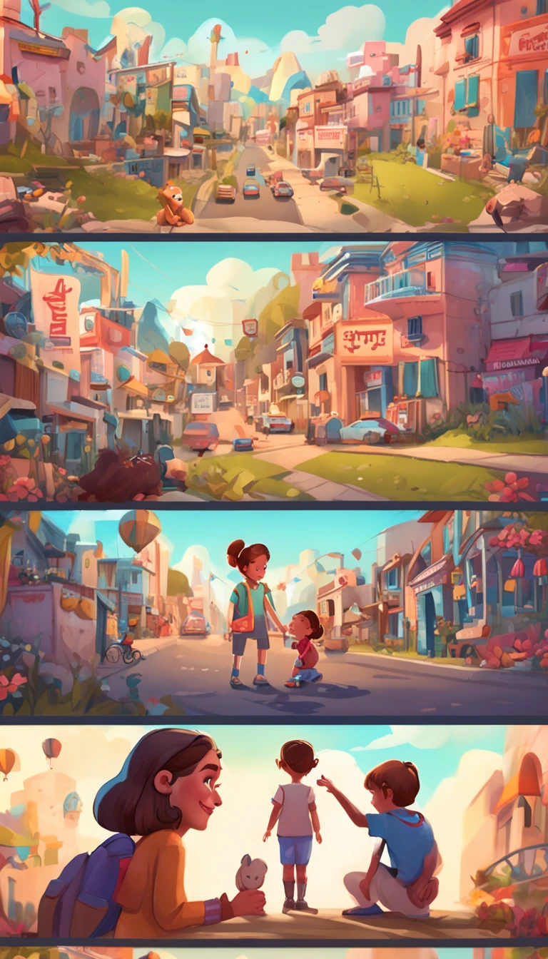 4 girl,in hand5Finger,Pretty eyes,10 different angles each,character sheets,picture book,illustratio,ghibuli style