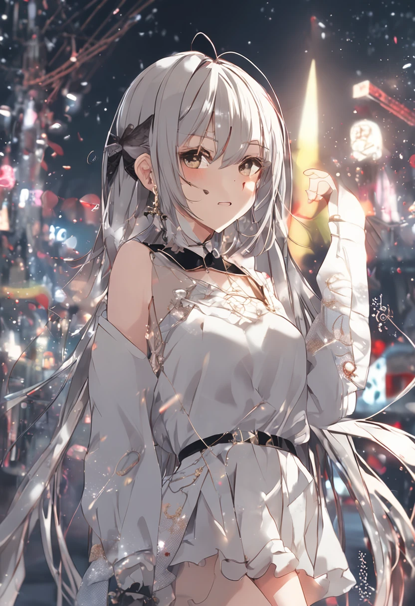 porate、(School uniforms)、bright expression、poneyTail、young and shiny white shiny skin、Best Looks、Gold reflects light、black color hair、Hair is shiny、Super long silky straight hair、Beautiful bangs that shine、Sparkling crystal clear and charming large dark brown eyes、Very nice and lovely 16 year old girl、Lush bust、With slit、((full body seen))