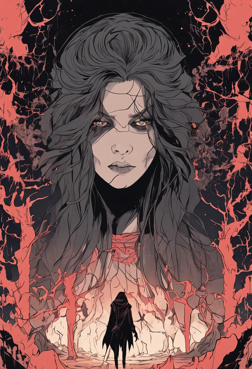 masterpiece, best quality, masterpiece, (1 girl), (LLChar), Evil Witch, Dark Energy, Void, Eyes of the Sky, (Very Wicked), Dark Magic, Dark Forest, Negative Energy, Hell, Void, Star, Black Hair,